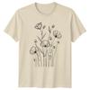Delicate Hand Drawn Wildflower Garden Unisex TShirt Botanical Nature Mothers Day