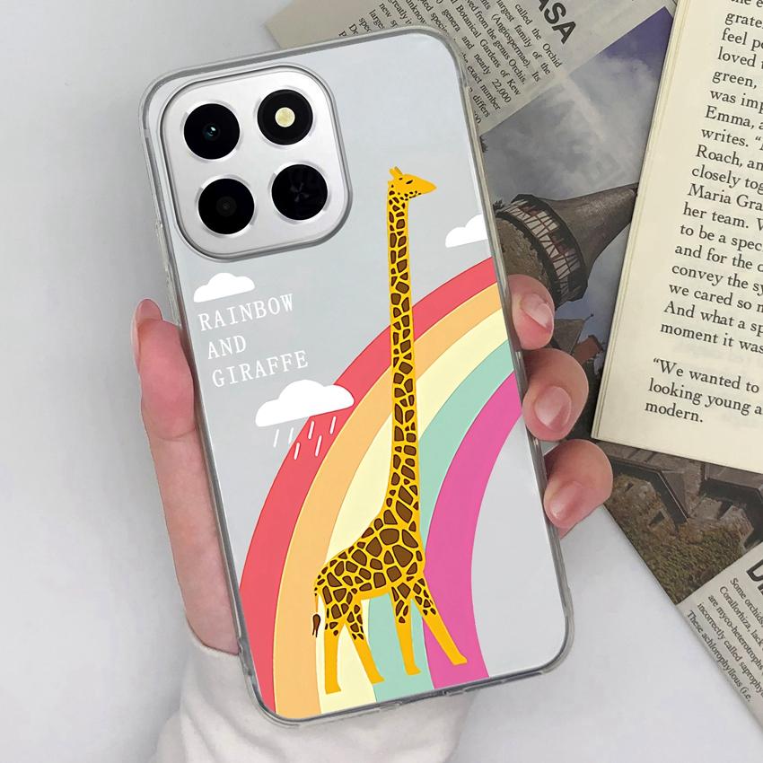 For Huawei 400 Pro Honor X6c X8c X7a X8a Phone Bags Cute Giraffe Patterns Ultra Thin Transparent TPU Anti Slip Protective Back Covers For Huawei Shell