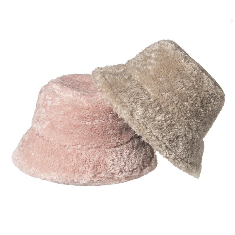 Internet Celebrity Korean Version Hat Baby Reba Same Lamb Plush Bucket Hat Female Student Warm Basin Hat Wholesale