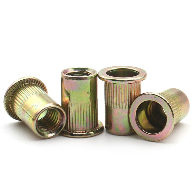 5-50pcs M3 M4 M5 M6 M8 M10 M12 Blind Rivet Nut  Rivnut Yellow Zinc Plated Threaded Inserts for Housings Panels
