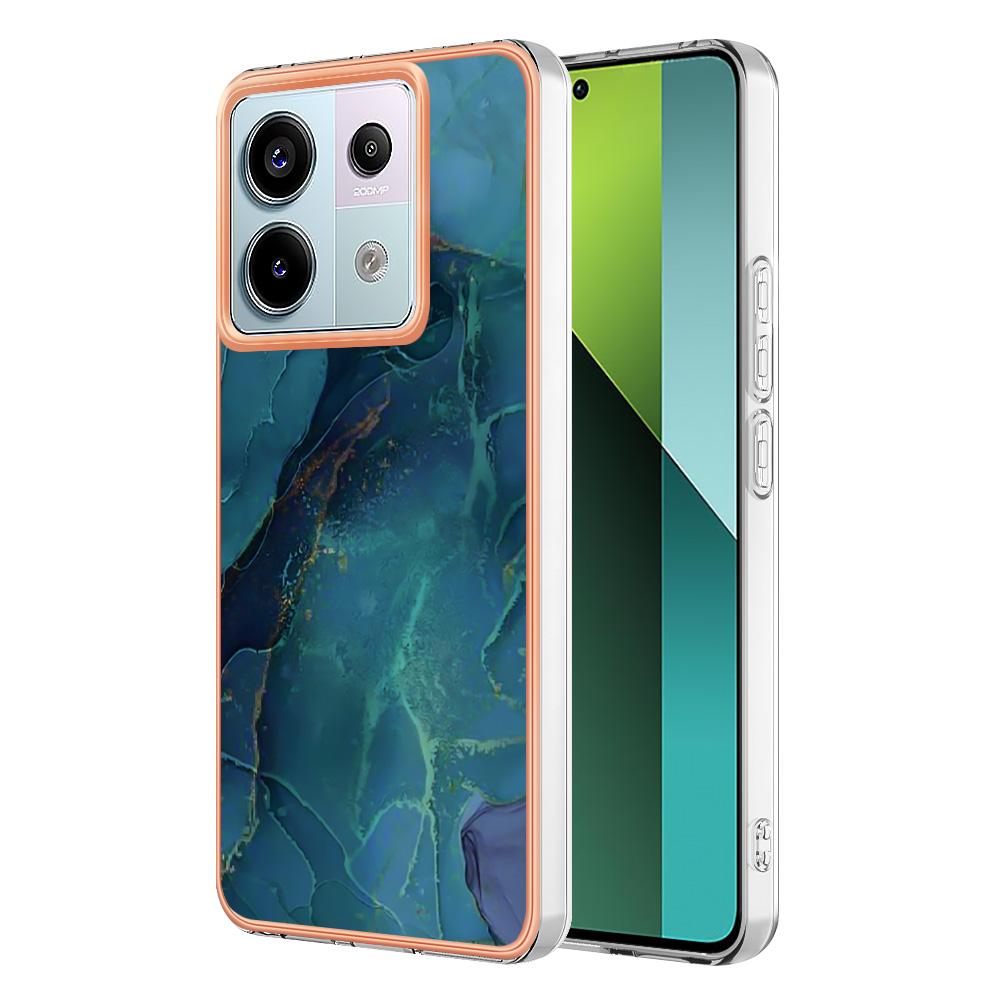 

YB IMD Series-16 Style-E For Xiaomi Redmi Note 13 Pro 5G/Poco X6 5G TPU Case Electroplating Edge IMD Phone Cover Green