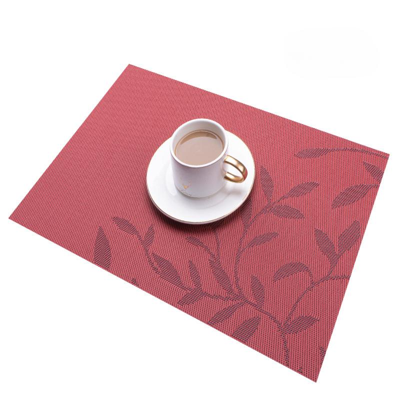 Nordic Leaf Jacquard PVC Placemat Heat-Resistant Washable Durable Table Mats Home Kitchen Hotel Dining Decor