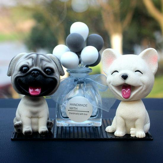 Bulldog Bobblehead Car Ornament | Cute Resin Dashboard Decor