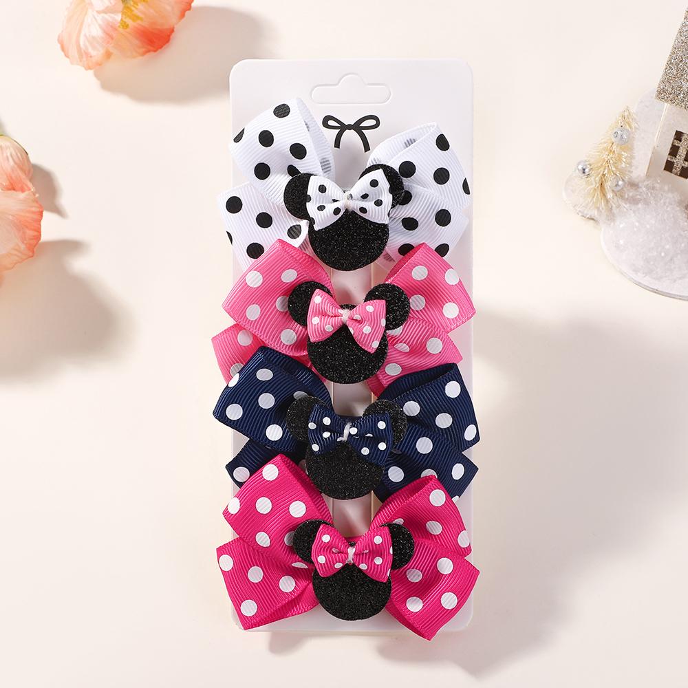 

4Pcs/lot Baby Girl Lovely Polka Dot Bow Hair Clips for Hair kids Cartoon Hairpins Boutique Dress Hair Accessories Gift Set Size fits all&Other