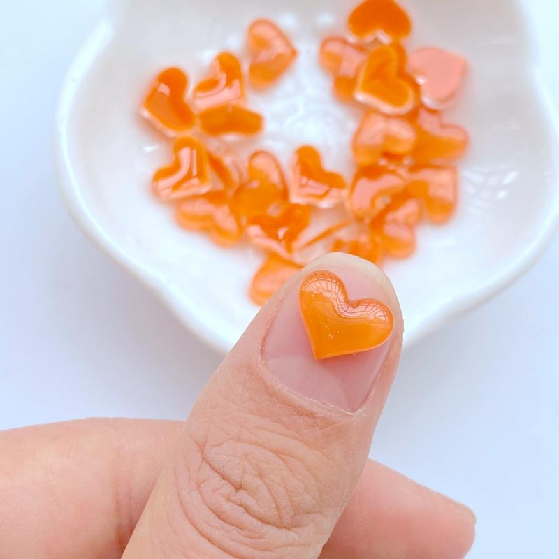 50Pcs New Cute Mini 8*9mm Bright Heart Flat Back Resin Scrapbooking DIY Jewelry Craft Decoration Accessories