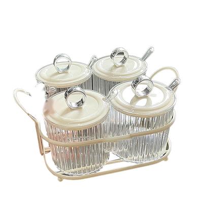 Set Porta Spezie Stile Nordico Visivo Innovativo Domestico Mobile da Cucina Vaso per Spezie con Rastrelliera in Ferro e