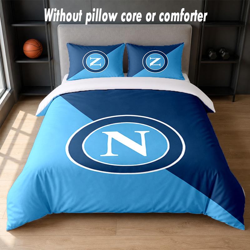 Set Biancheria da Letto Napoli FC 1 Copripiumino + 2 Federe Morbido Traspirante Biancheria da Letto per la Casa