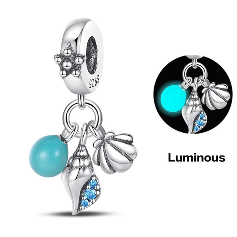 925 Sterling Silver Murano Glass Turtle Jellyfish Whale Charm Pendant for Women DIY Jewelry Bracelet Accessories