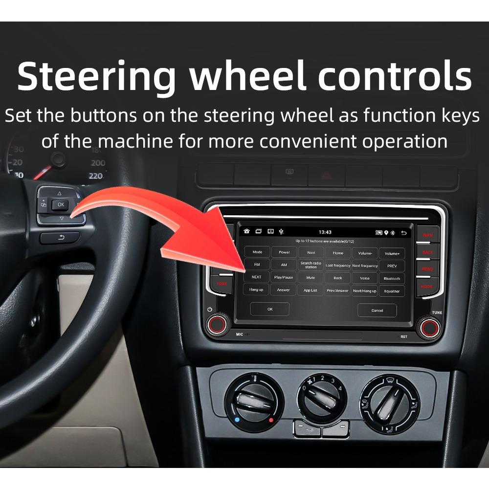 2Din bilradio Android for Volkswagen Golf 5 6 Polo Passat B6 B7 Jetta Caddy Touran Universal Multimedia Carplay Navigasjon GPS 2+64GB