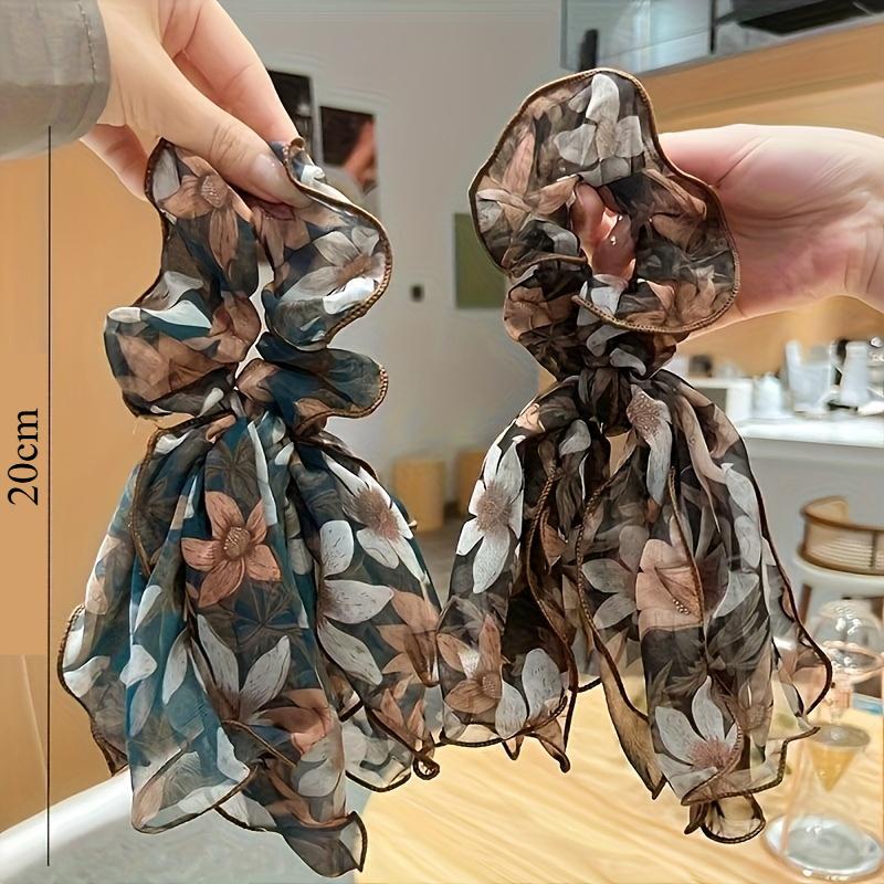 Adjustable Mixed Colors Velvet Ponytail Clip & Elegant French-Inspired Chiffon Bow Hair Tie Gift Set