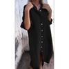 2026 Spring & Summer European-American Style Loose Cotton Linen Mid-Sleeve Shirt Dress for Women