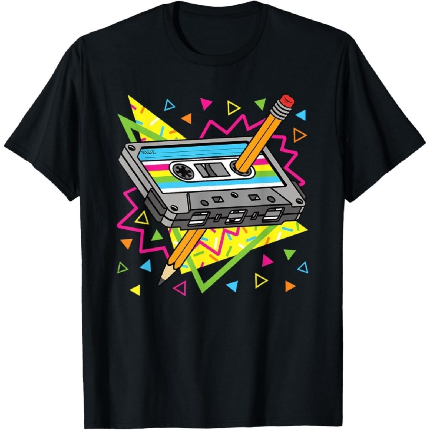 LangLanGs Vintage Cassette Tape 70s 80s 80s Party Outfit Nostalgia T-Shirt S