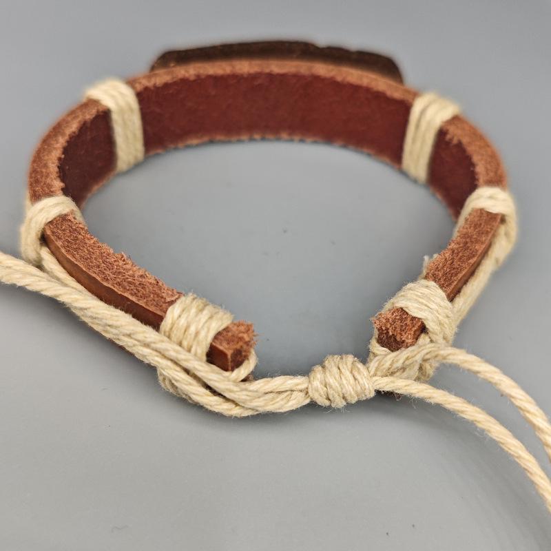 Retro Friedenszeichen Armband: Europäischer, Amerikanischer, Japanischer & Koreanischer Stil mit Hanfseil und Leder für Frauen