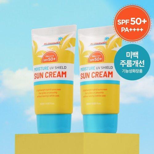 (1+1) Aloha Hawaii UV Shield Moisture Sunscreen 60ml SPF50+ PA++++ / Non-whitening, Mixed-color Sunscreen Sunblock_631373