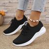 Womens Breathable Knitted Thick Sole Sports Shoes Casual Laced Outdoor Shoes Comfortable Low Top Running Shoes