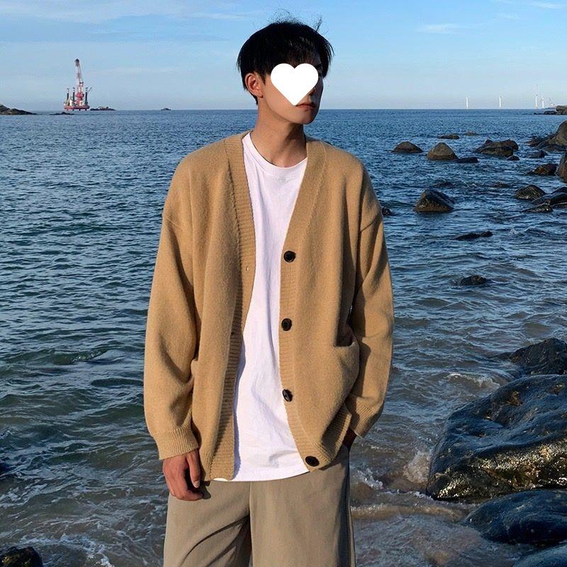 Collar Cardigan Sweater Men's Autumn and Winter Japanese Jacket Casual Jacket