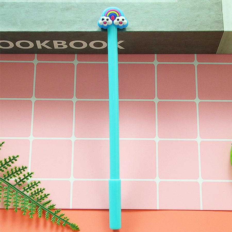 

School season 100pcs 0.5mm Cartoon rainbow cloud shape Black neutral pen, School Stationery Office Writing Tools Supplies, Smooth writing, Black Ink 100Pcs синий