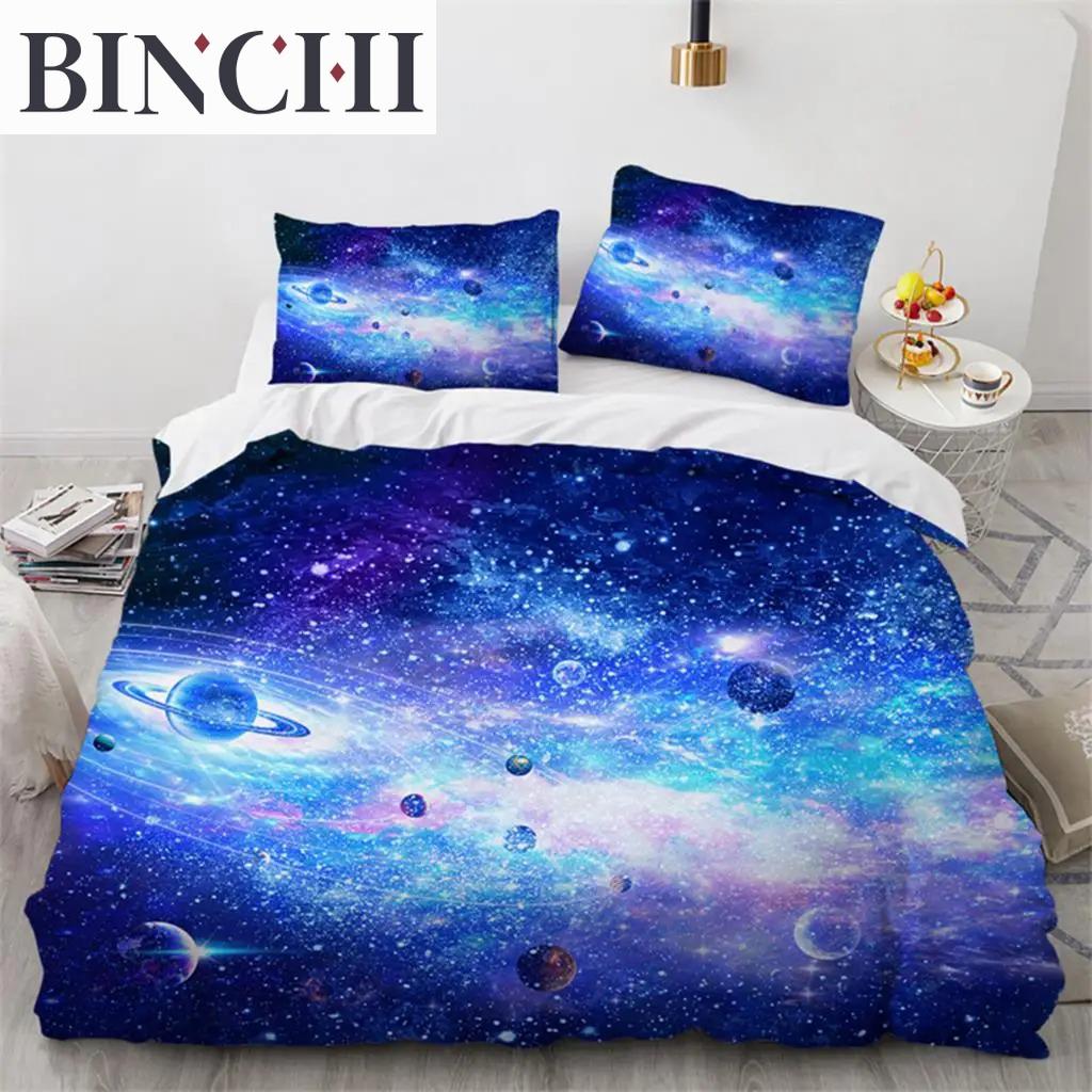 Galaxy Duvet Cover Twin King Size For Teens Boys Starry Sky Bedding Set Microfiber Outer Space Theme Decor Comforter Cover