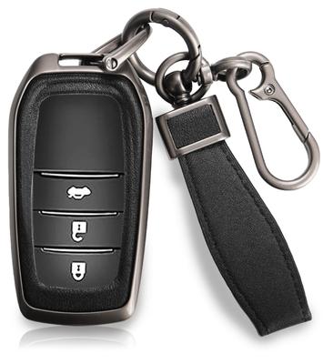 CigaMaTe Car Key Case, For Toyota, Genuine Leather, Key Cover, Leather X Metal Frame,