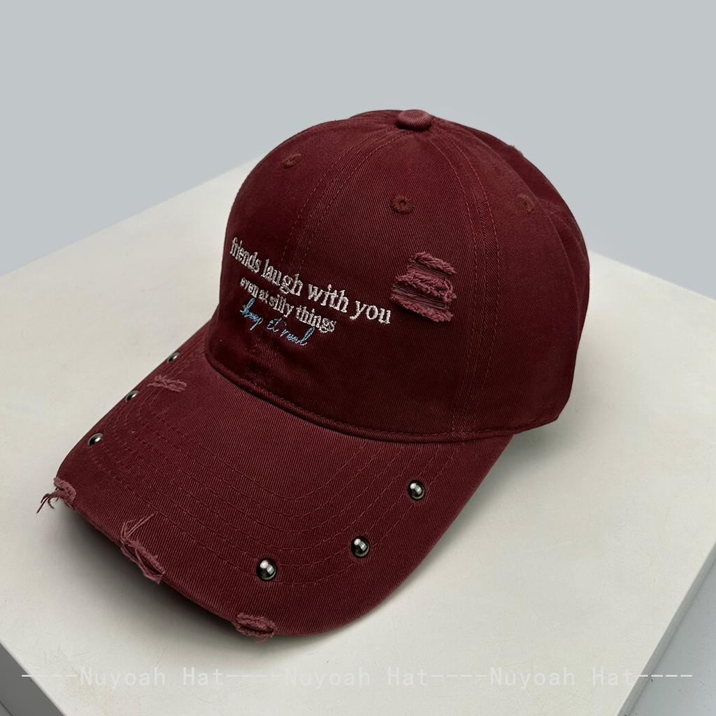 Broken Style Rivet Embroidered Letters Baseball Hats Sunshade Personal New Men Women Versatile Retro Fashion Peaked Caps Street