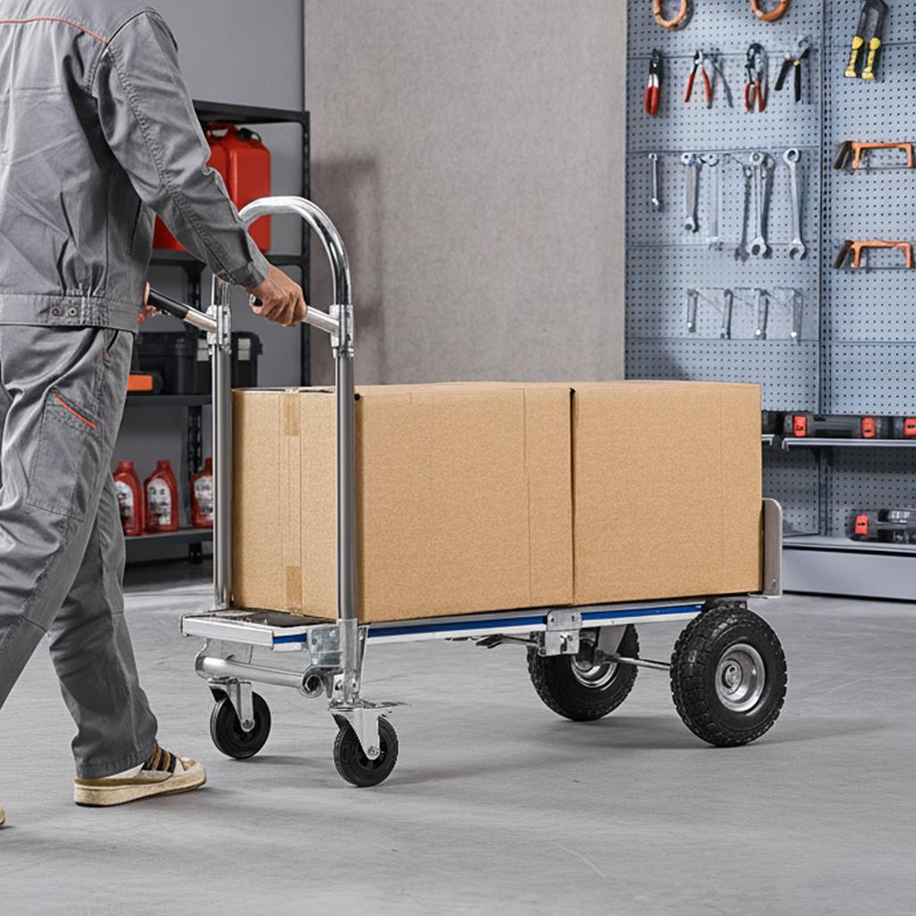 VEVOR 2 In 1 Hand Truck, 453.6 Kg Load Capacity for 4-Wheel Mode, Convertible Hand Truck Dolly with Non-Slip Handle & Wheels