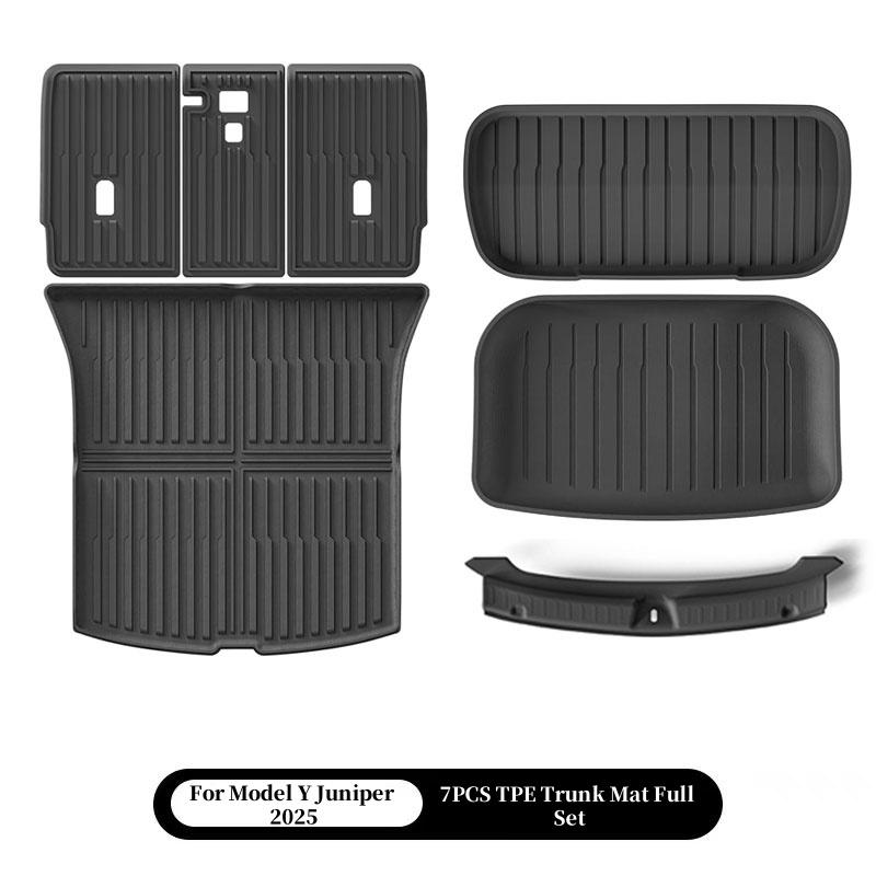 For Tesla Model Y Juniper 2025 Front Rear Trunk Mat TPE All-weather Seat Backrest Anti-Kick Mat Trunk Cargo Liner Protective Pad