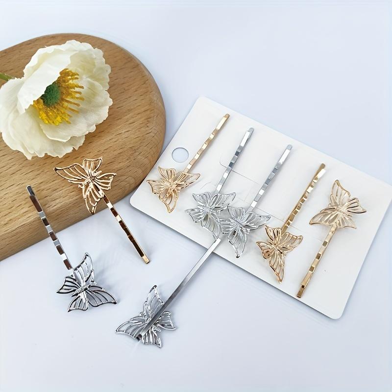 A Pack of 4 Hollow Butterfly Hairpins, Each Measuring 2.56 Inch