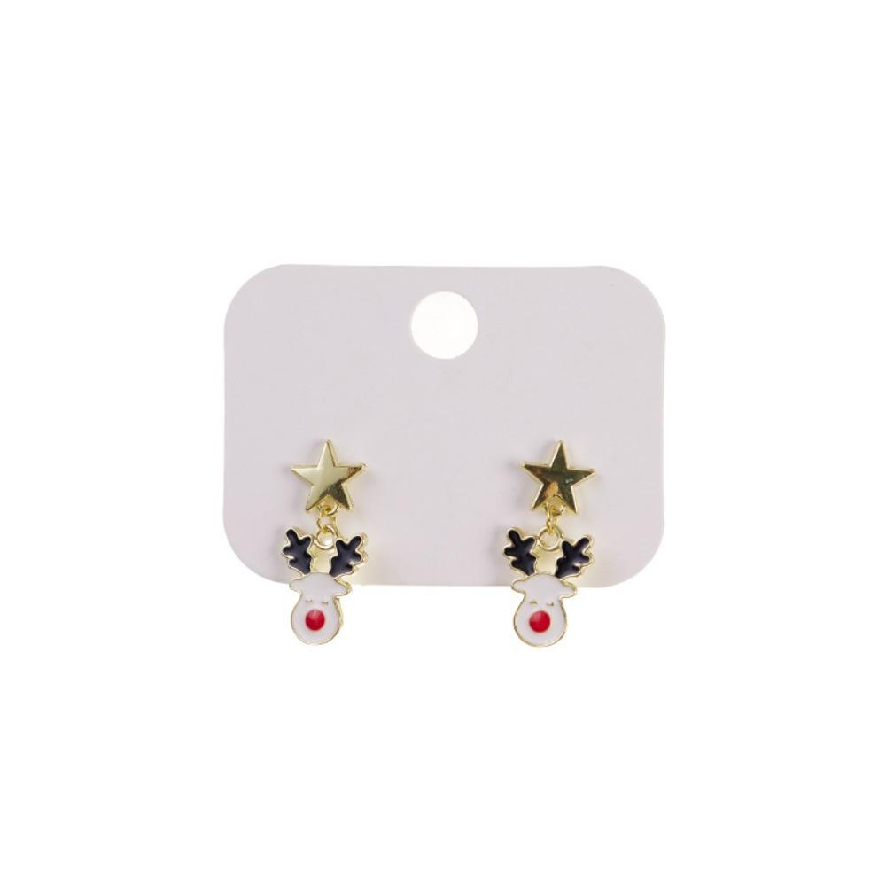 2 Pcs Christmas Tree Xmas Dangle Eardrop Christmas Elk Santa Claus Earrings  Gifts