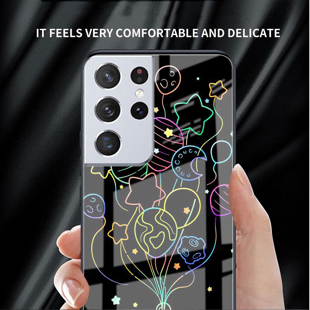 Glass Case For Samsung Galaxy S22 S20 FE S21 5G S10 S9 Plus Note 10 20 Lite Tempered Phone Cover Star Cloud