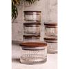 Bella 6-piece Wooden Vacuum Glass Breakfast Multi-purpose Glass Snack Bowl With Lid 235 Ml