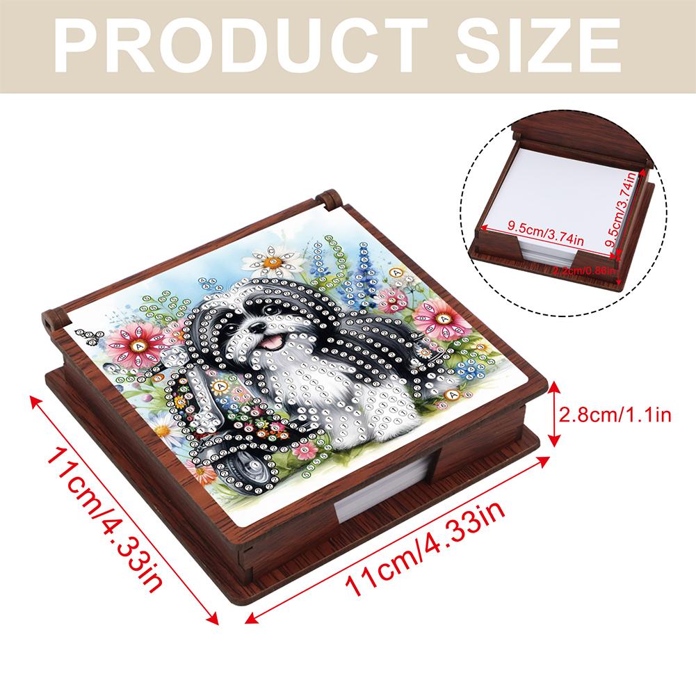Wooden DIY Diamond Art Note Box with 160 Sheets Diamond Art Notepad Box for Home Office School Supplies Holiday Gifts