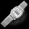 [Volkswagen Watch] Volkswagen Watch Birth Flower Retro Digital Mesh Band Electronic Watch White VW-BNW