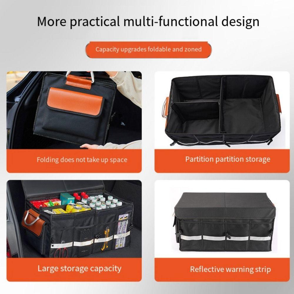 Collapsible Car Storage Box Multi-Compartment Car Cargo Container Trunk Storage Organizer  SUVs
