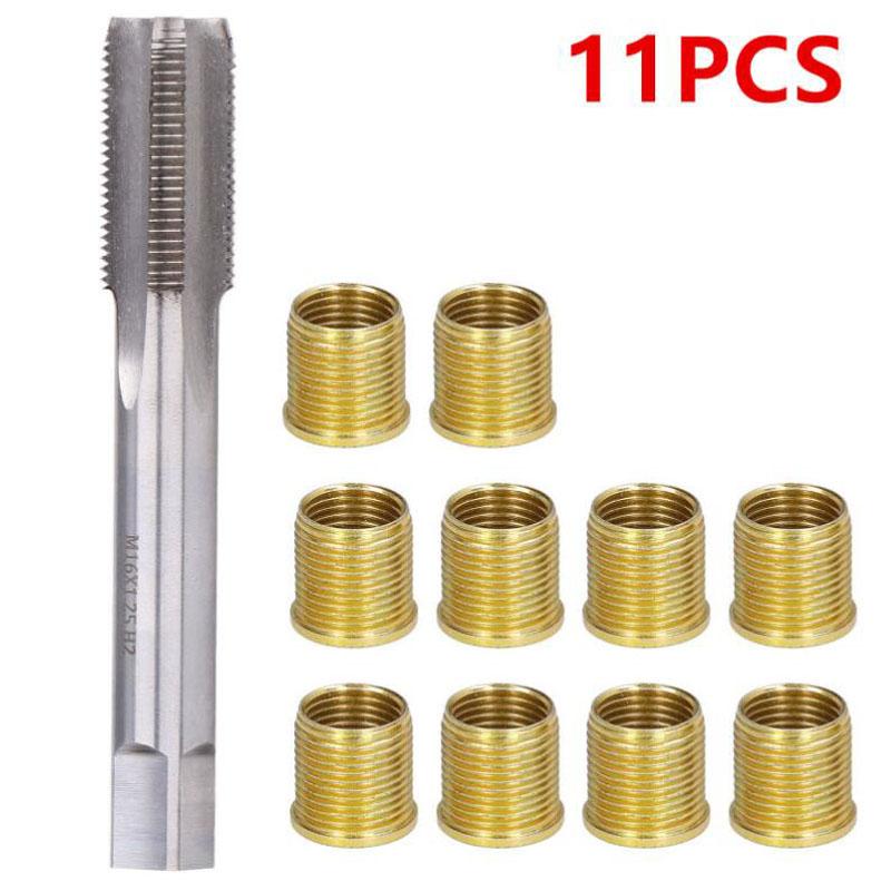 Spark Plug Thread Tap Thread Inserts Spark Plug Thread Repair Tools Gasoline Engine Metal M14x1.25 Inserts and M16x1.25 Tap Kit