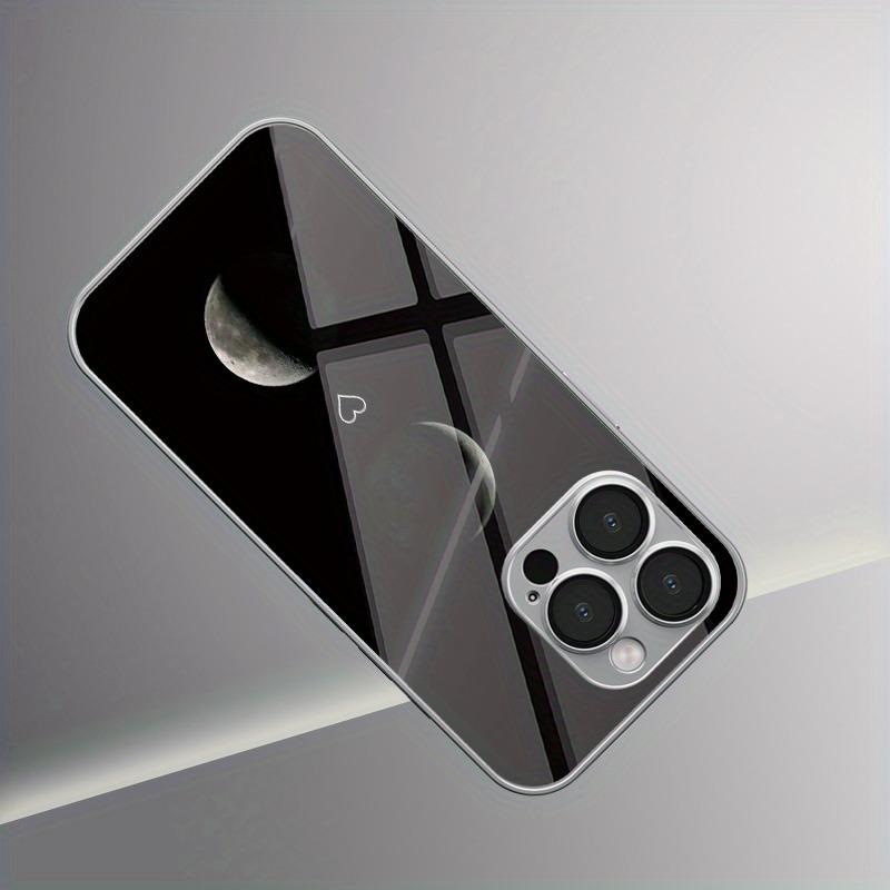 Simple Moon Love Pattern Tempered Glass Electroplated Phone Case For iPhone 17 Pro Max 11 12 13 14 15 16 Plus 16E 17 Air Cover