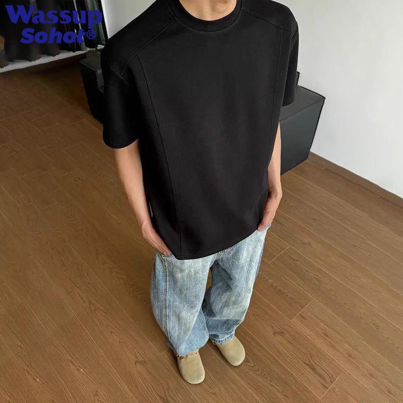 

Wassup Sohot Men s American Retro Loose Short Sleeve T-shirt 5XL