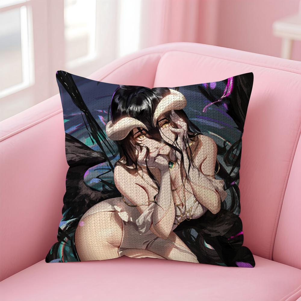 Anime OOVERLORD Albedo Cushion Cover Natural Linen Pillow Case DoubleSided Print Decorative Sofa Pillowcase Home Decor Gift