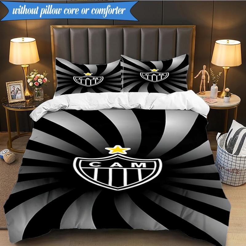 3PCS Clube Atlético Mineiro With Shield Soft Bedding Set,Including 1pc Duvet Cover And 2pcs Pillowcases Perfect for Bedroom, Dormitory, Fan gift