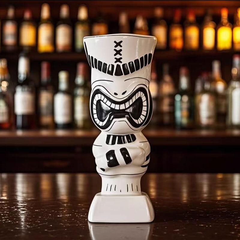Tiki Mugs for Cocktails Barware Luau Decor Cups Ceramic Hawaiian Tiki Glasses Tropical Drinkware Best Gift To Friend Decoration