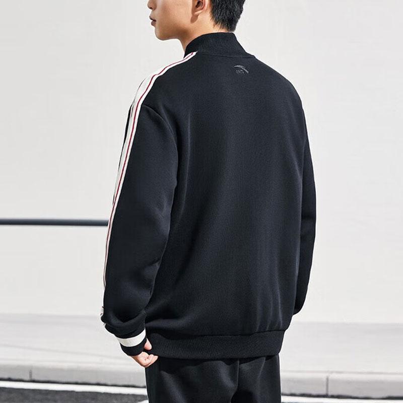Anta Color Block Knitted Sports Jacket Men Jackets Black 152338706-2