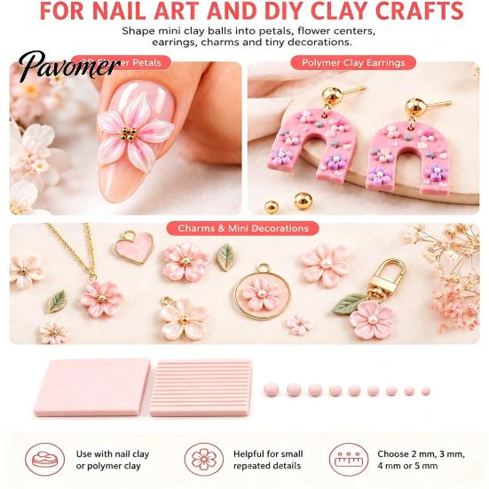 Precision Bead Making Machine 4Pcs Clay Gel Ball Roller Maker Tool, 2mm 3mm 4mm 5mm Roller, Polymer Shaping Molds for DIY Earring, Flower Jewelry Nail