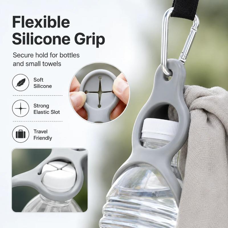 Outdoor Silikon Flaschen Schnalle Karabiner Wasserflaschenhalter Clip, Tragbarer Getränkeflaschen Aufhänger für Rucksack Camping Wandern Radfahren Reisen