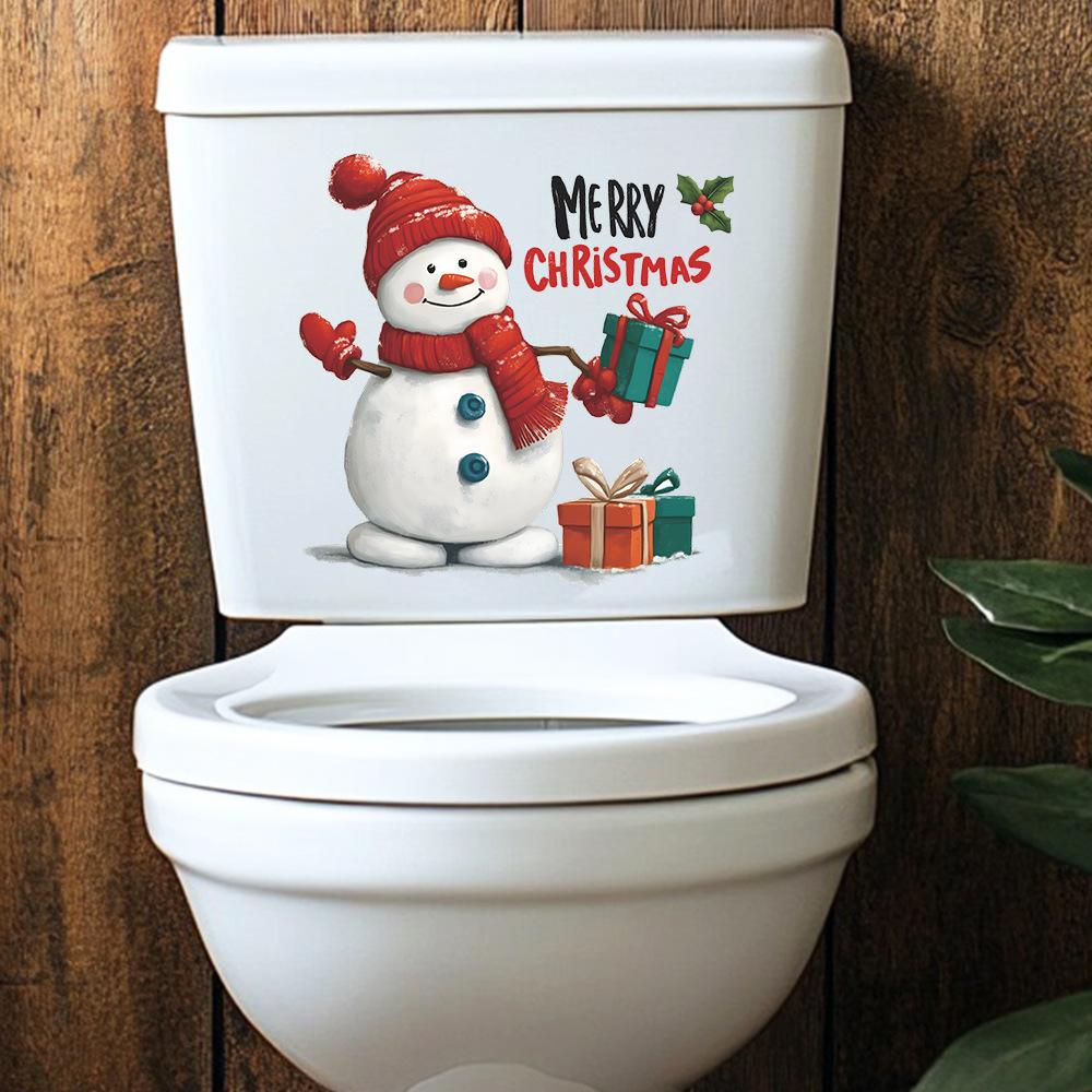 Weihnachten Cartoon Schneemann Geschenke Badezimmer Toilette WC Dekorative Aufkleber