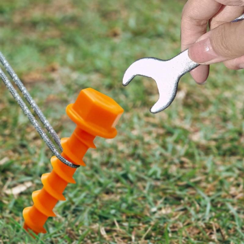 10Pcs Plastic Pegs Ground, Tent Hard Ground Pegs, Screw in Tent Pegs for Camping