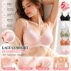 Women Lace Trim Seamless Camisole Bra Wireless Padded Invisible Bralette Adjustable Thin Strap Daily Layering Lingerie
