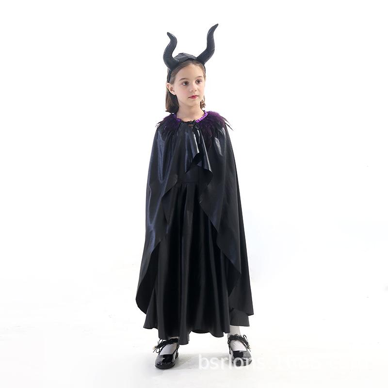 Halloween Maleficent Black Magic Cape Costume for Girls - Parent-Child Style