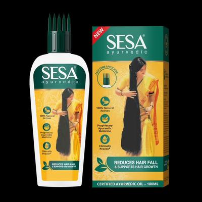 SESA Aceite para el cabello ayurvédico, 18 hierbas + 5 aceites, Kshir Pak Vidhi reduce la caída del cabello y apoya el crecimiento del cabello (100 ml)