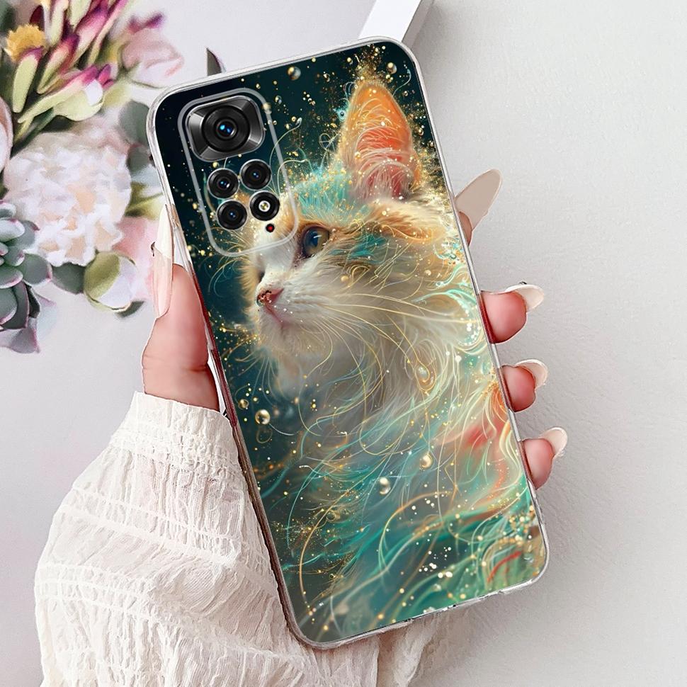Cute Cat Cartoon Cover For Xiaomi Redmi Note 11 Casing Silicone Soft TPU Fundas Phone Back Case For Redmi Note 11 S 11S Coque