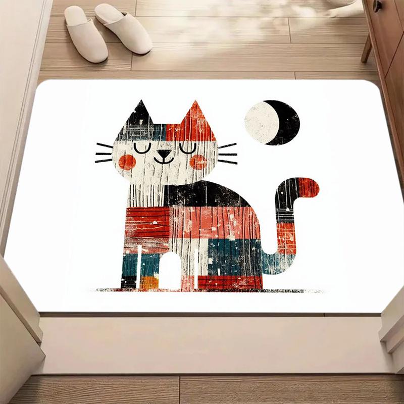 

Retro Geometric Patchwork Animal Print Bath Mat Non Slip Soft Washable Floor Carpet for Bathroom Bedroom Entryway Decor 40x60cm