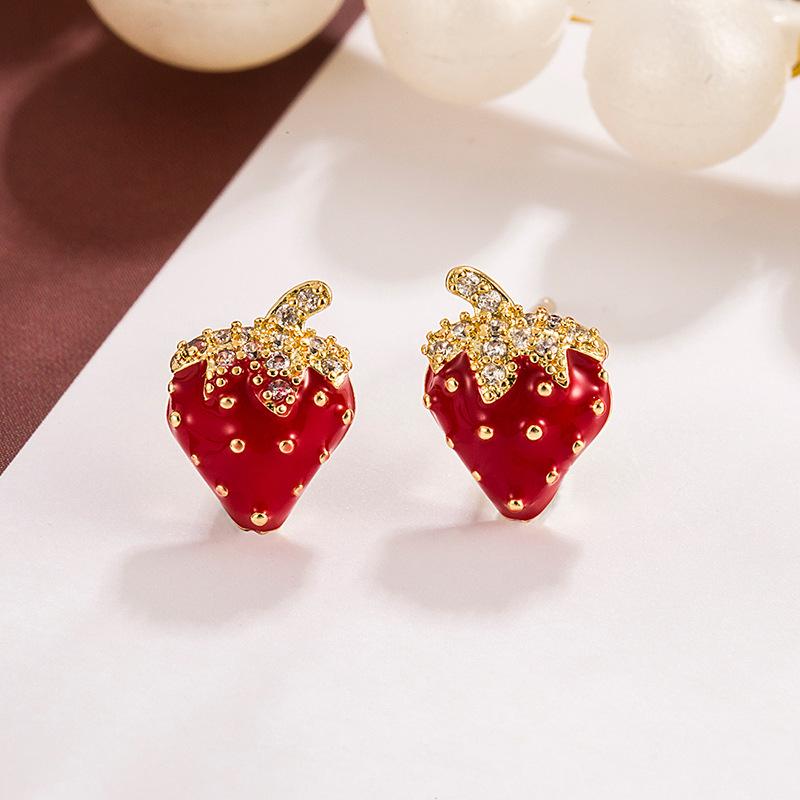 925 Sterling Copper needle Earrings Fashion High Quality Zircon Double Row Crystal Zircon Round Stud